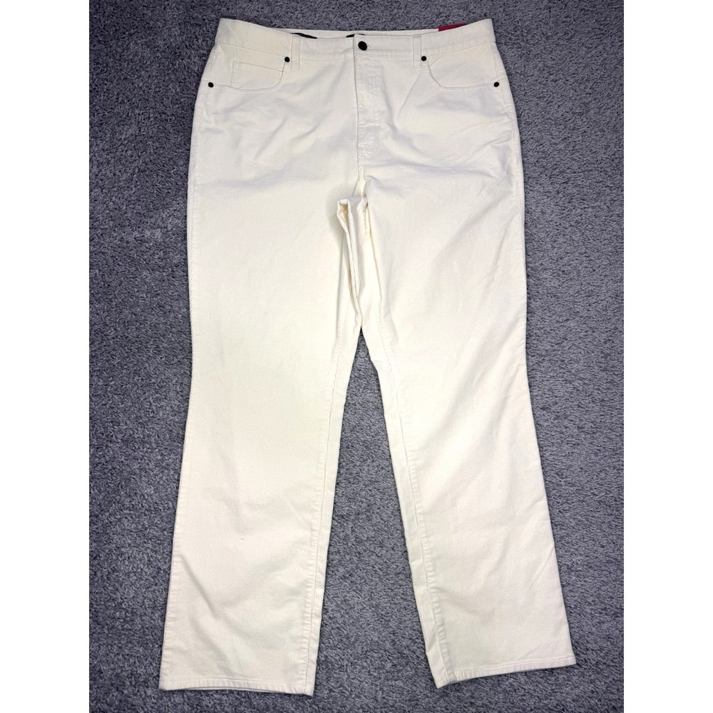 Talbots Curvy Corduroy Pant Women 18 Ivory Cream Straight Leg Slimming Panel NWT
